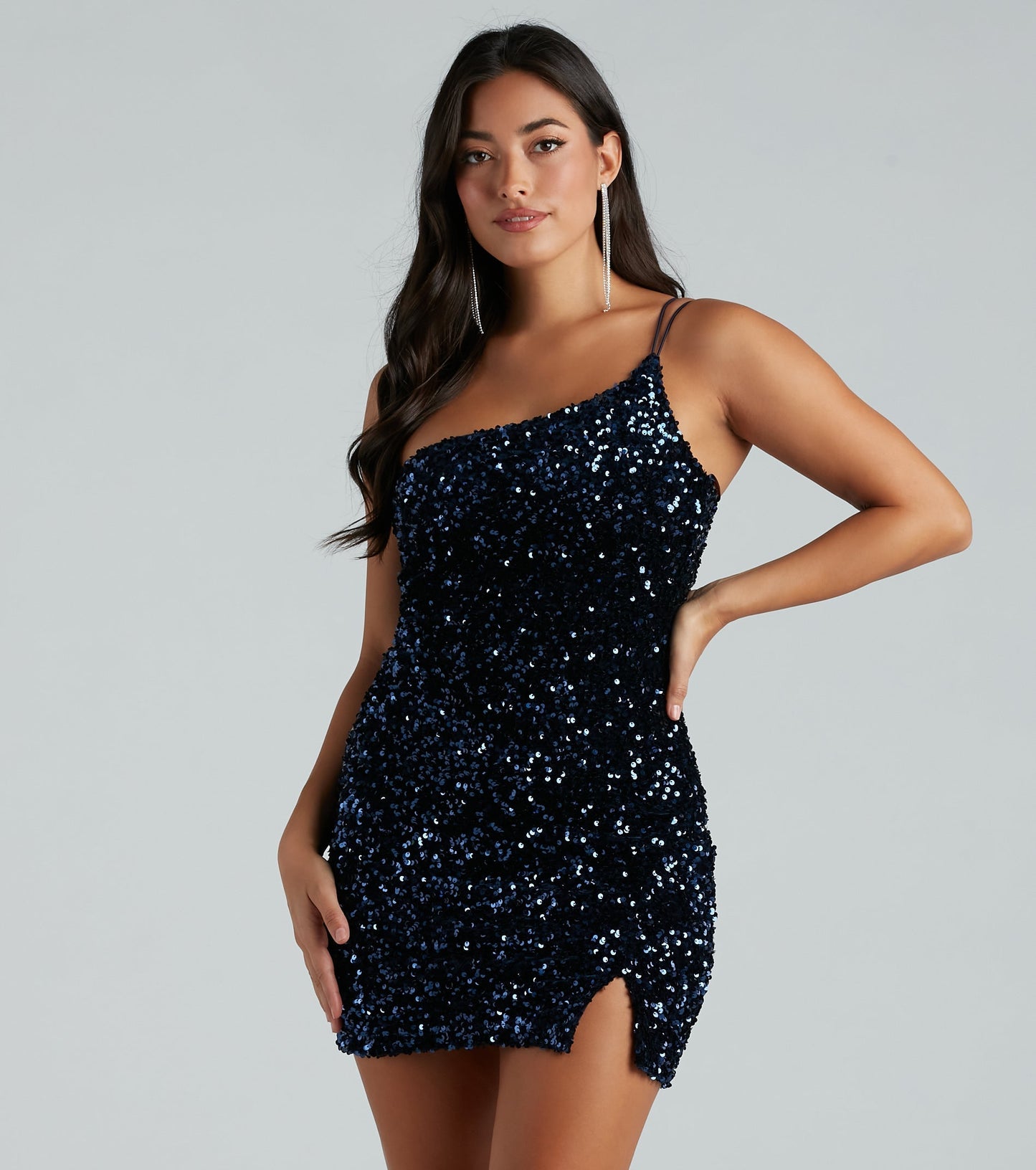Katrina Sequin One-Shoulder Bodycon Dress