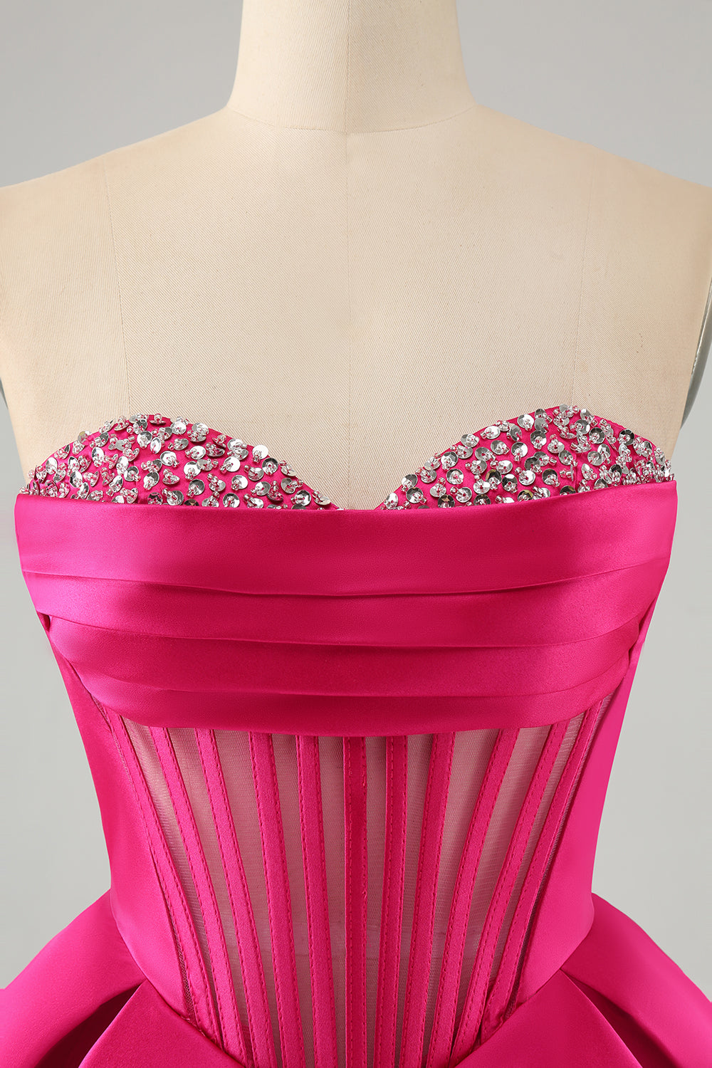 Cute Fuchsia A Line Sweetheart Corset Homecoming Dress with Beadings