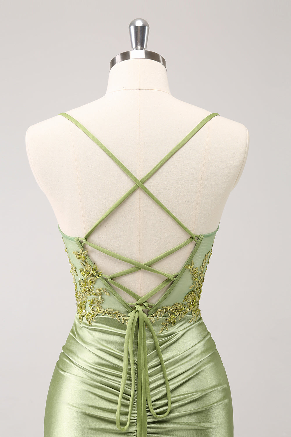Sparkly Army Green Floral Tight Short Homecoming Dress
