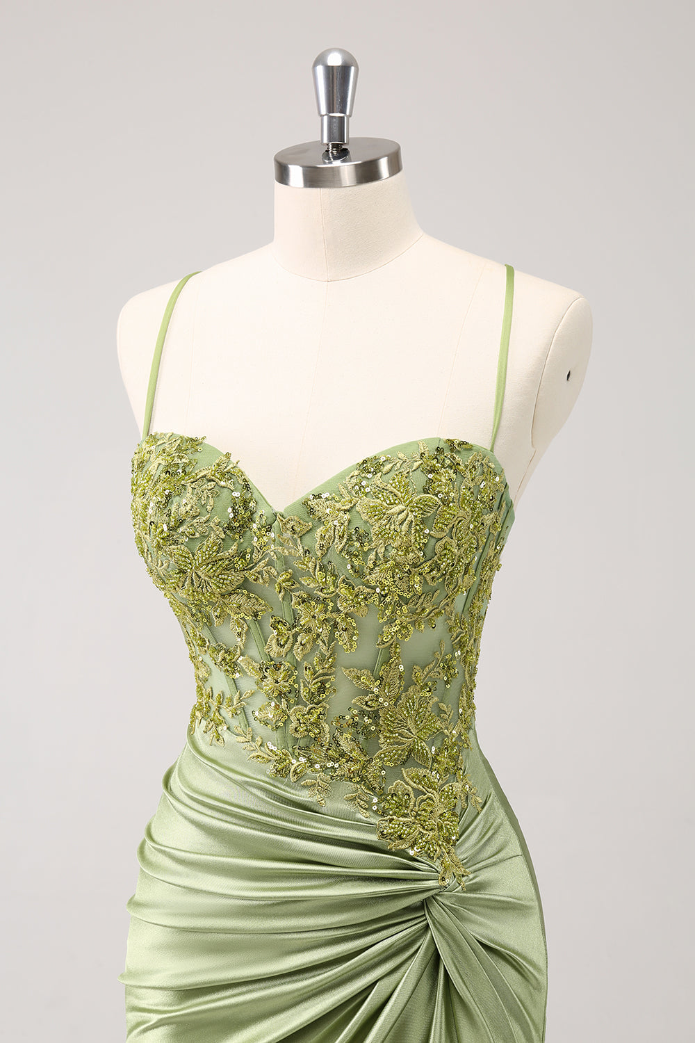 Sparkly Army Green Floral Tight Short Homecoming Dress
