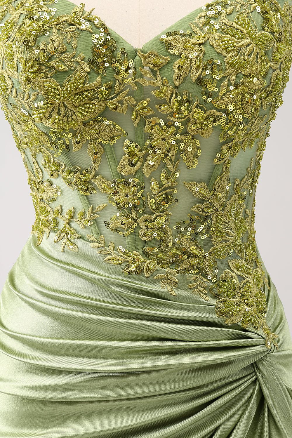Sparkly Army Green Floral Tight Short Homecoming Dress