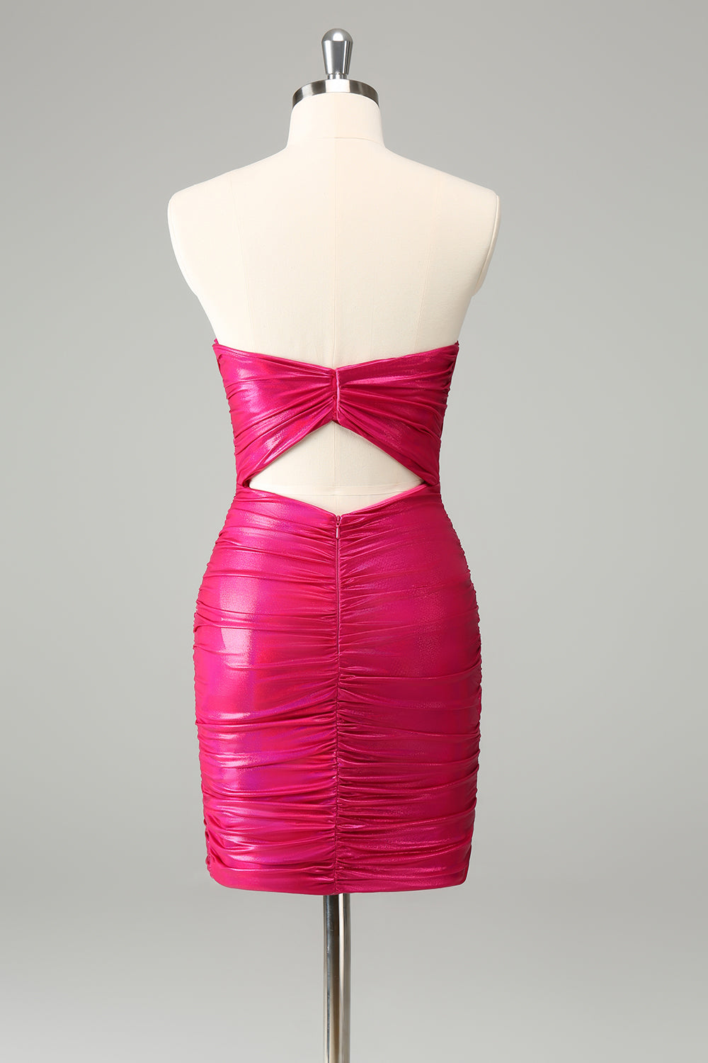 Fuchsia Strapless Tight Keyhole Short Homecoming Dress