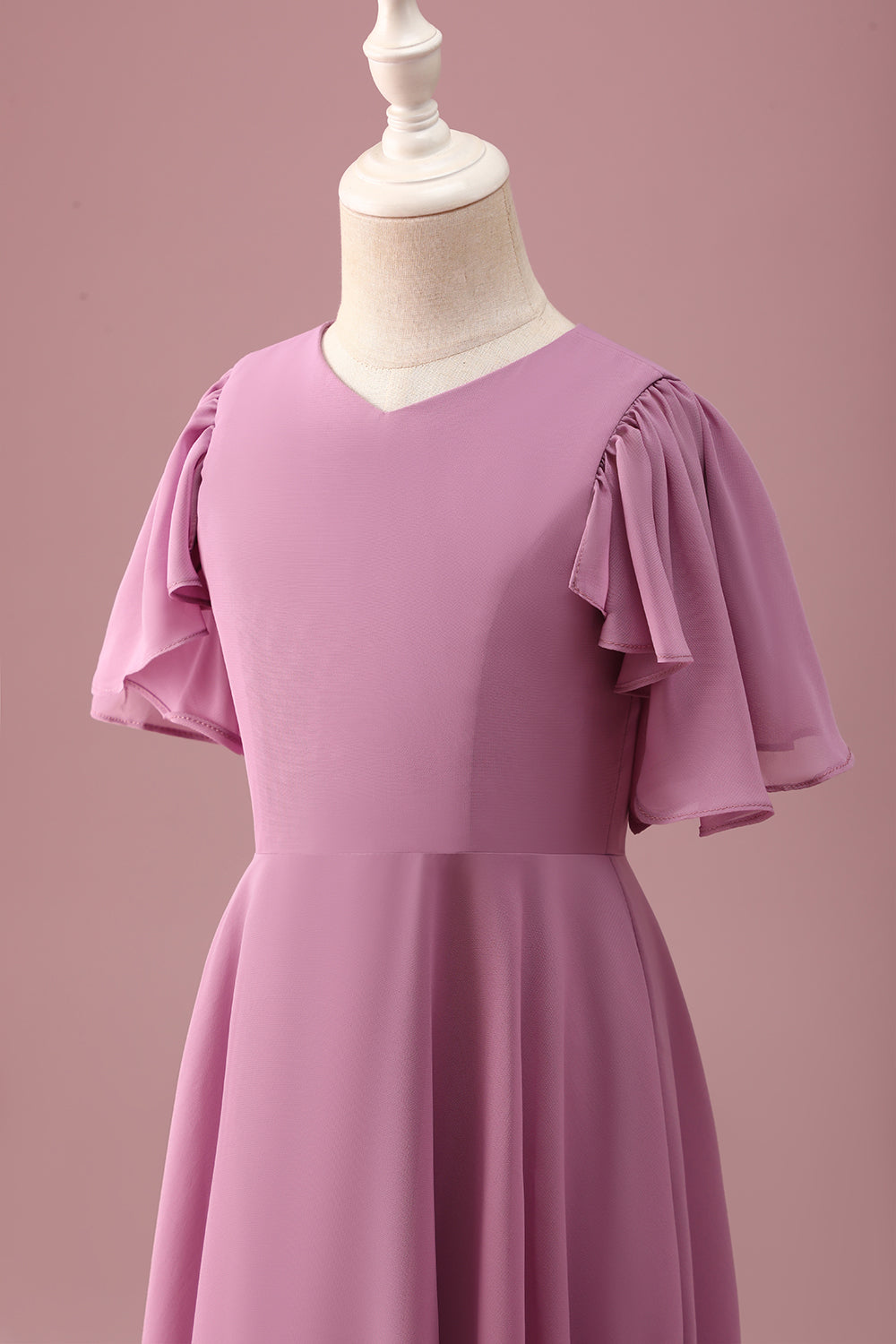 Vintage Mauve High-Low A-Line Junior Bridesmaid Dress
