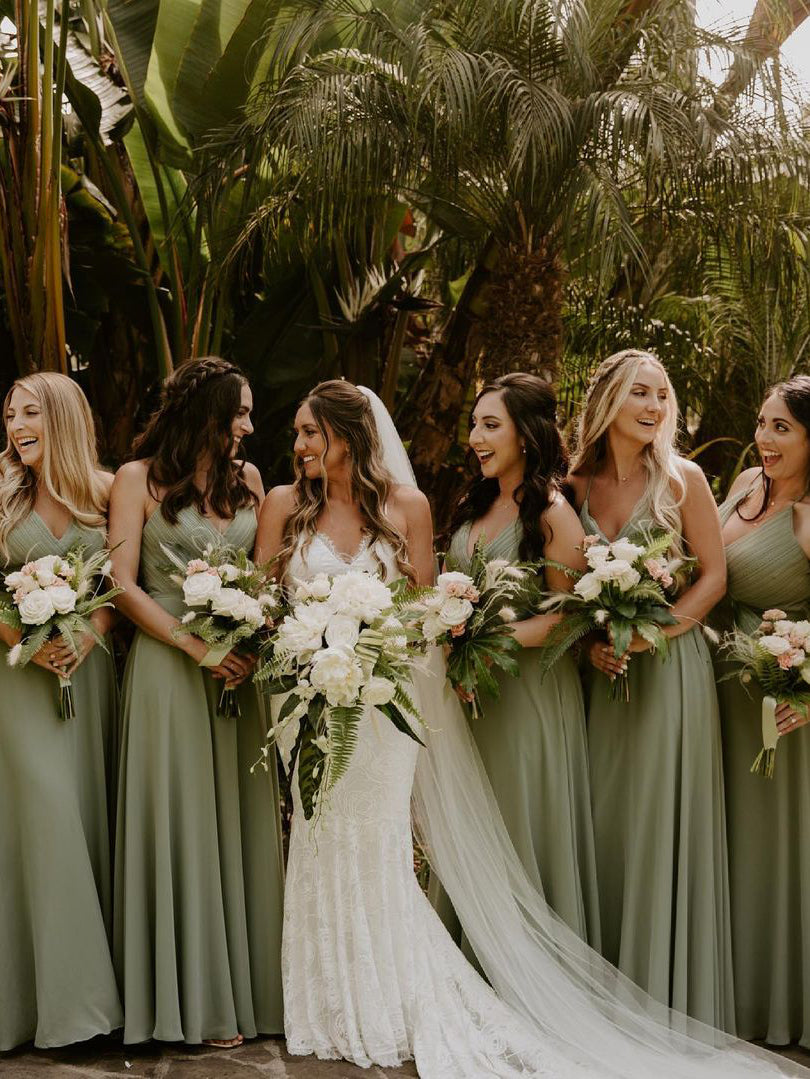 Fabulous Chiffon Spaghetti Straps Neckline Floor-length A-line Bridesmaid Dress