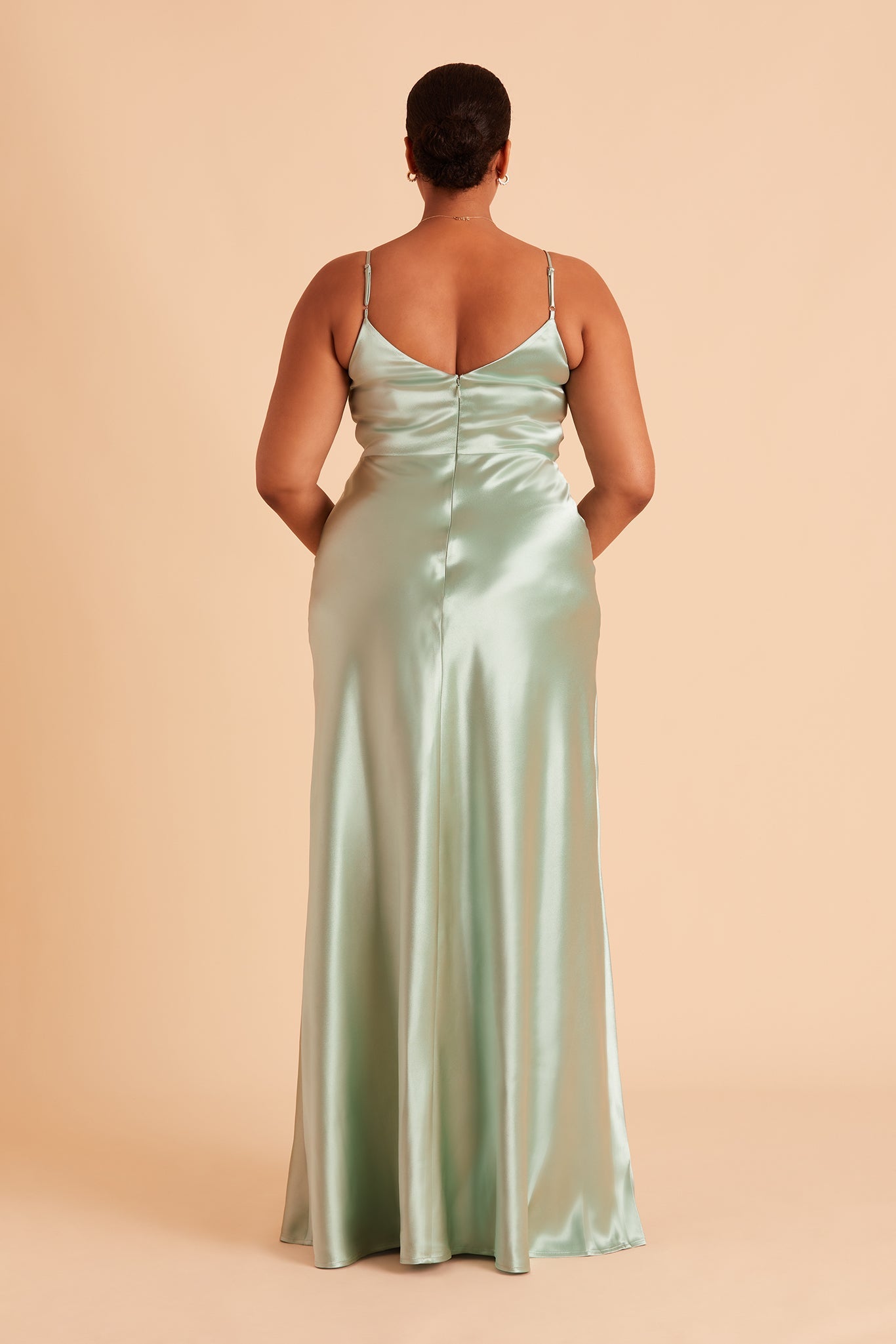 Jay Shiny Satin Dress - Sage