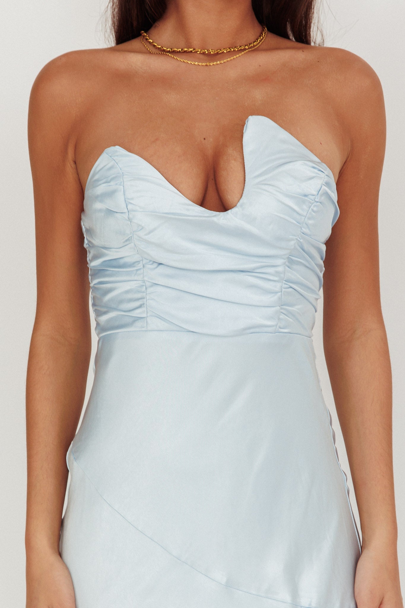 Blaise Asymmetric Neckline Maxi Dress Blue