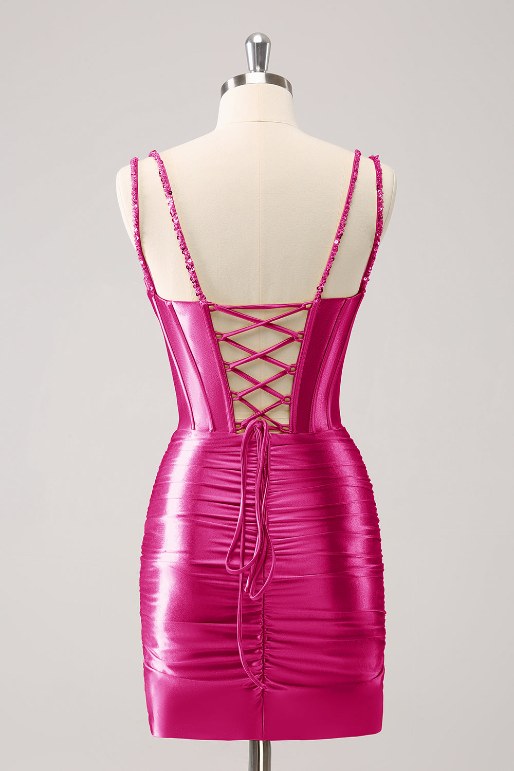 Red Spaghetti Straps Bodycon Homecoming Dress with Sequins