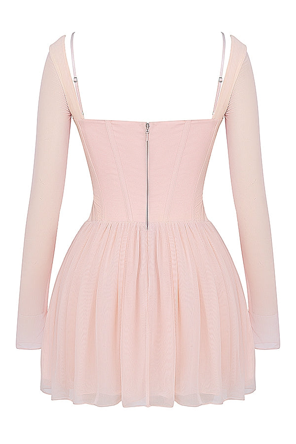 Elena Long Sleeve Bustier Corset Frill Mini Dress