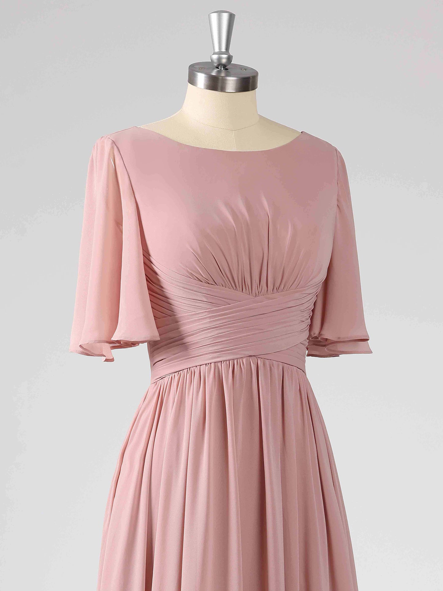 Layla Modest A-line Boat Neck Bridesmaid Dresses with Slit