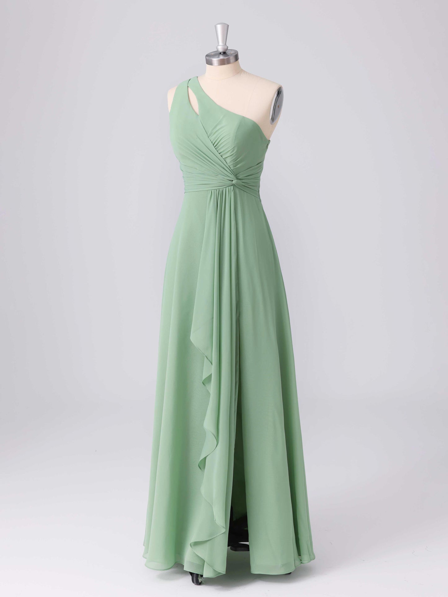 Lunara A-line One Shoulder Ruffles Chiffon Bridesmaid Dresses