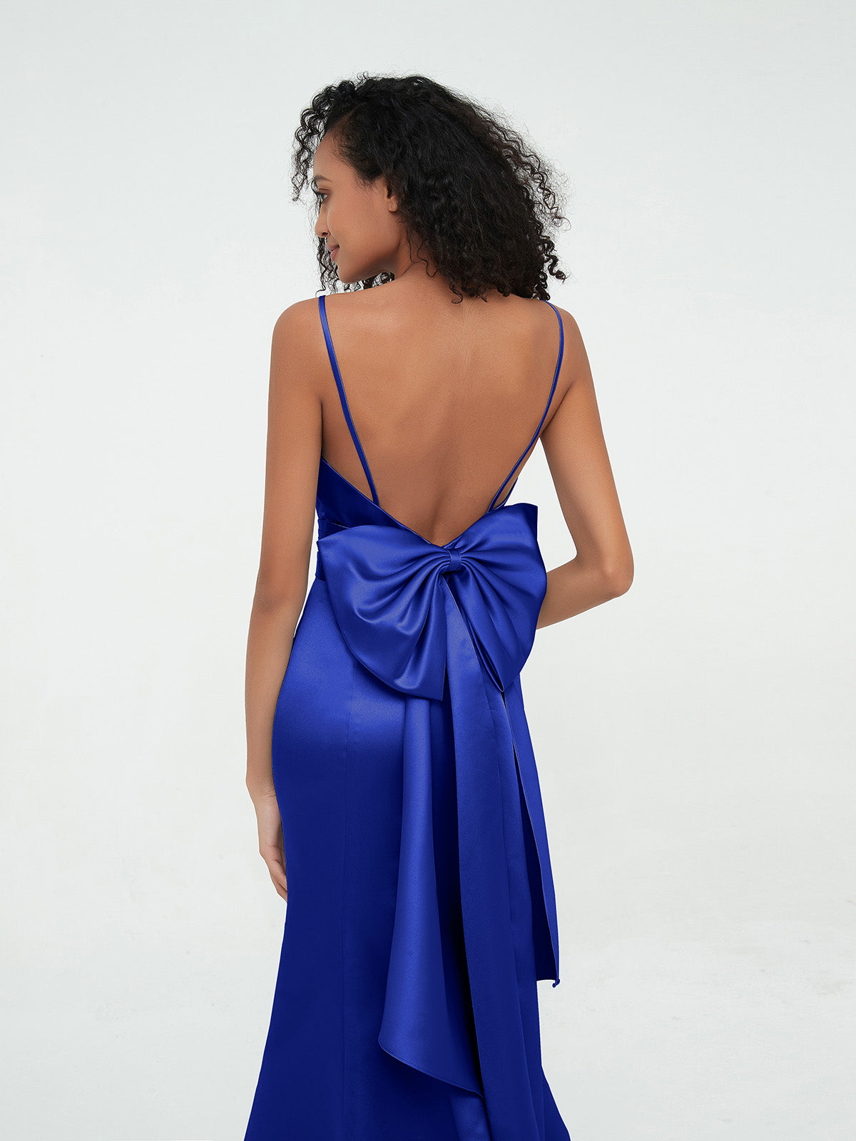 Spaghetti Straps Satin Mermaid Dresses-Royal Blue