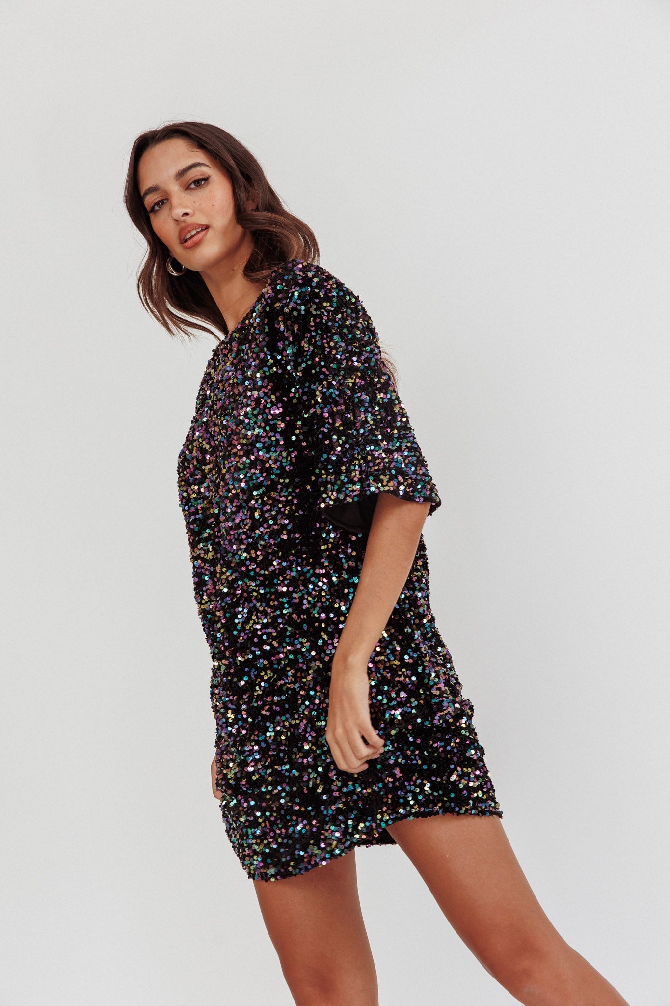 Miramar Backless Sequin Dress Black Multi