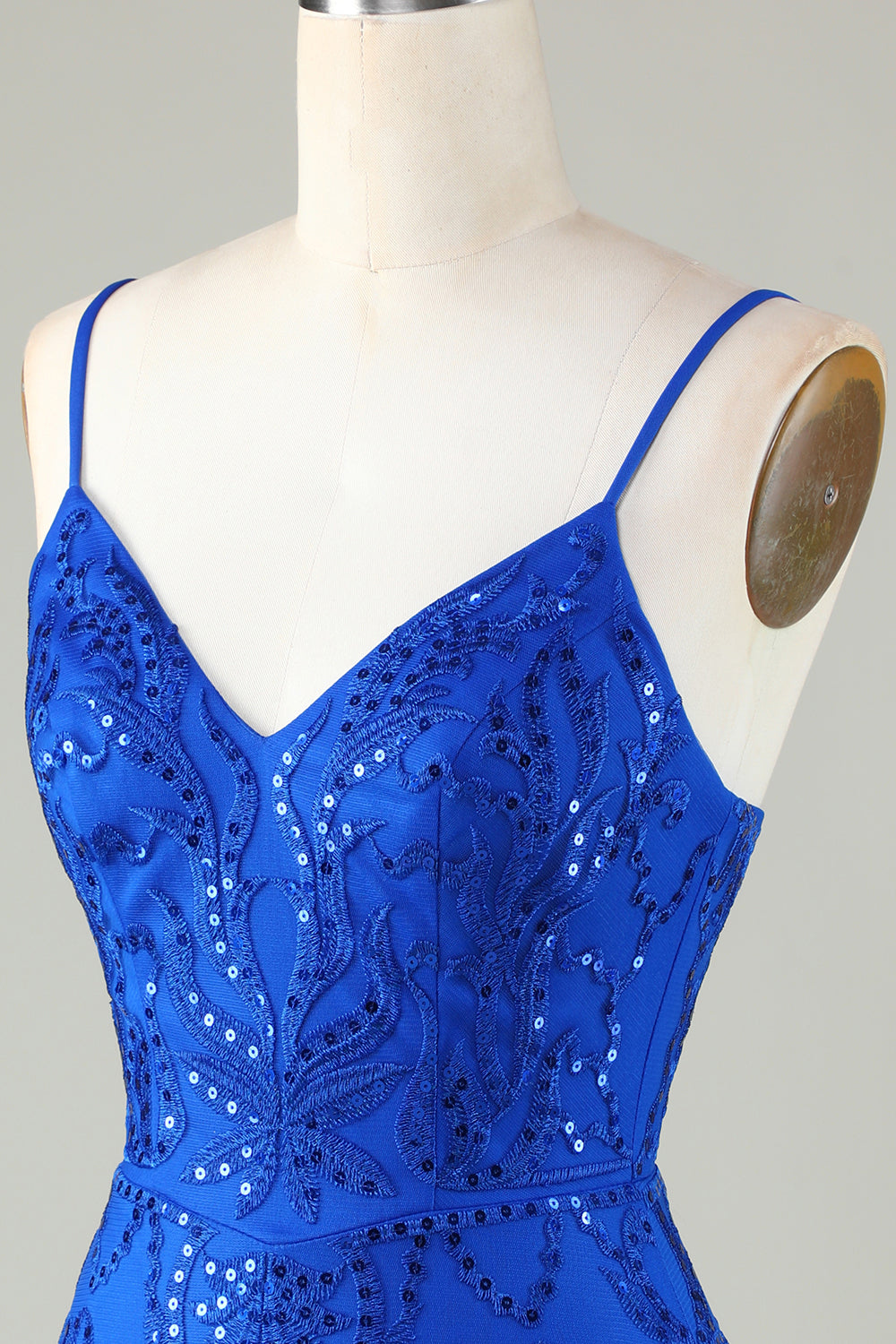 Sparkly Royal Blue Sequins Spaghetti Straps Tight Short Homecoming Dresses