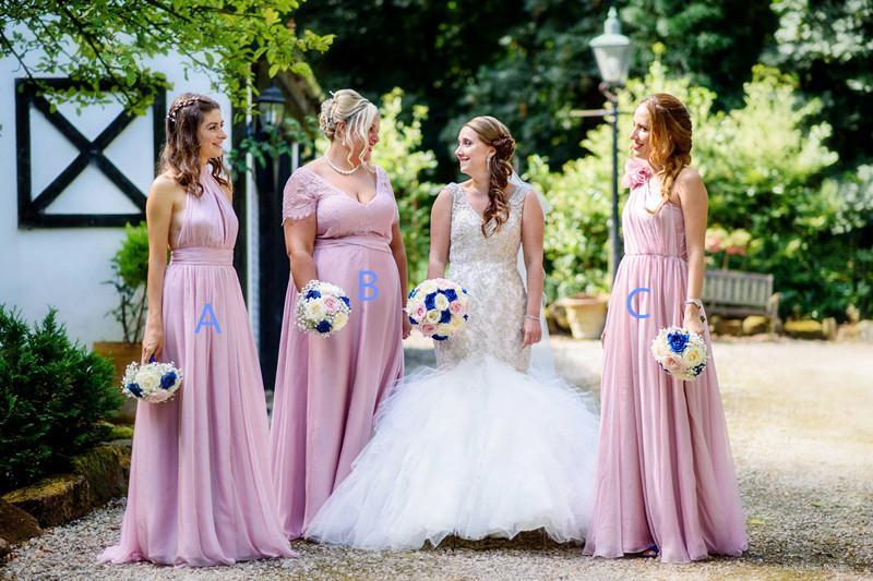 Exquisite Chiffon Floor-length multi-choice A-line Bridesmaid Dresses With Pleats
