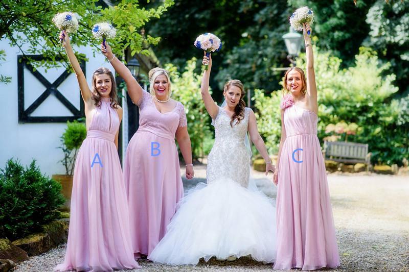 Exquisite Chiffon Floor-length multi-choice A-line Bridesmaid Dresses With Pleats