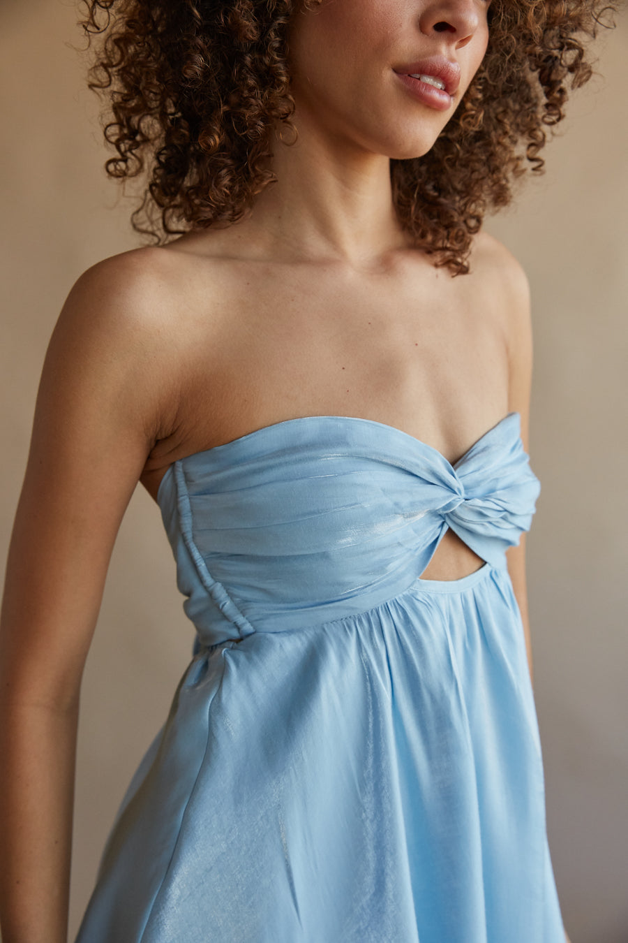 Gabby Strapless Twist Front Babydoll Dress