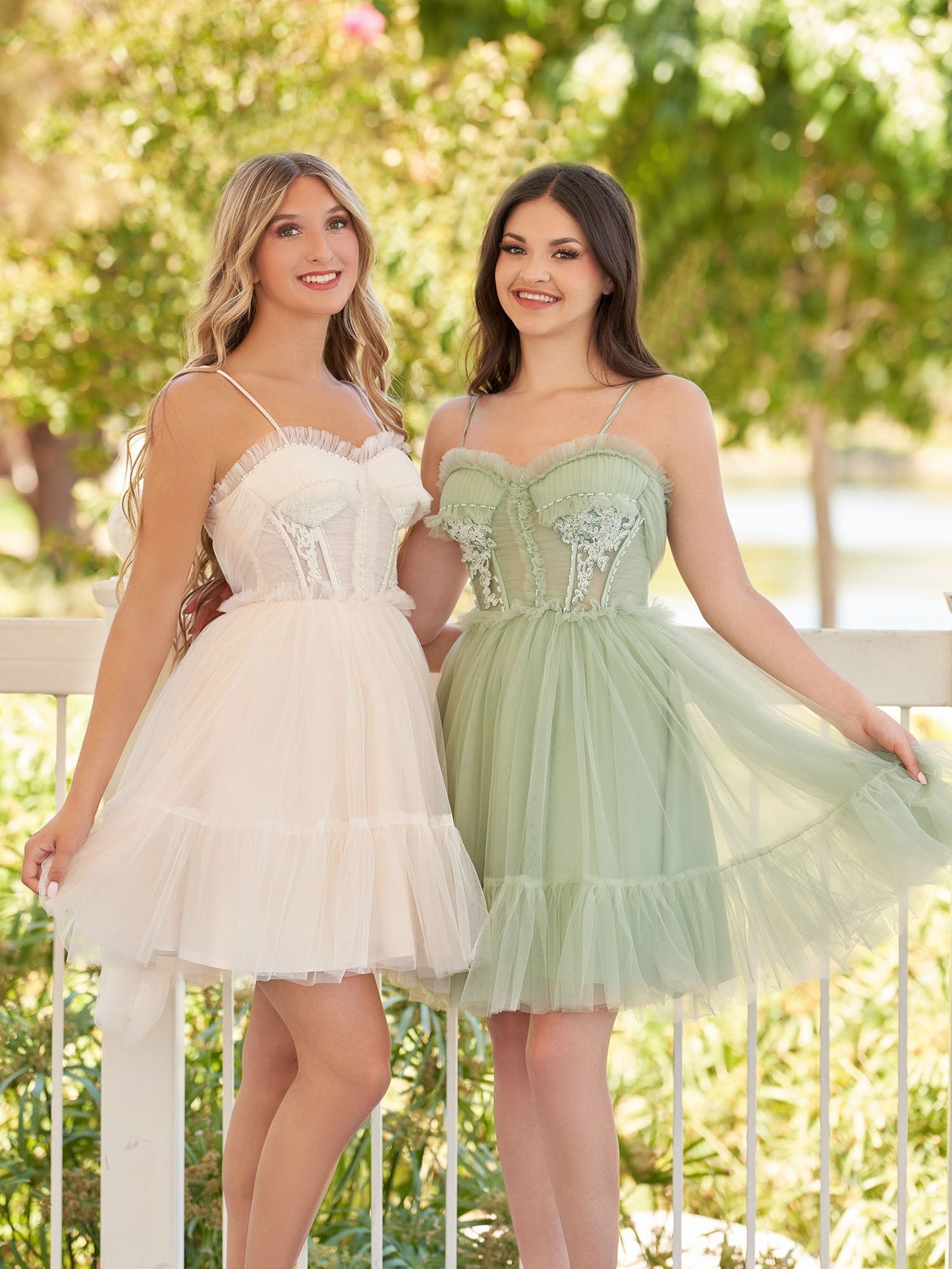 Rosa | Spaghetti Straps Tulle Lace Appliques Short Prom Dresses With Bow
