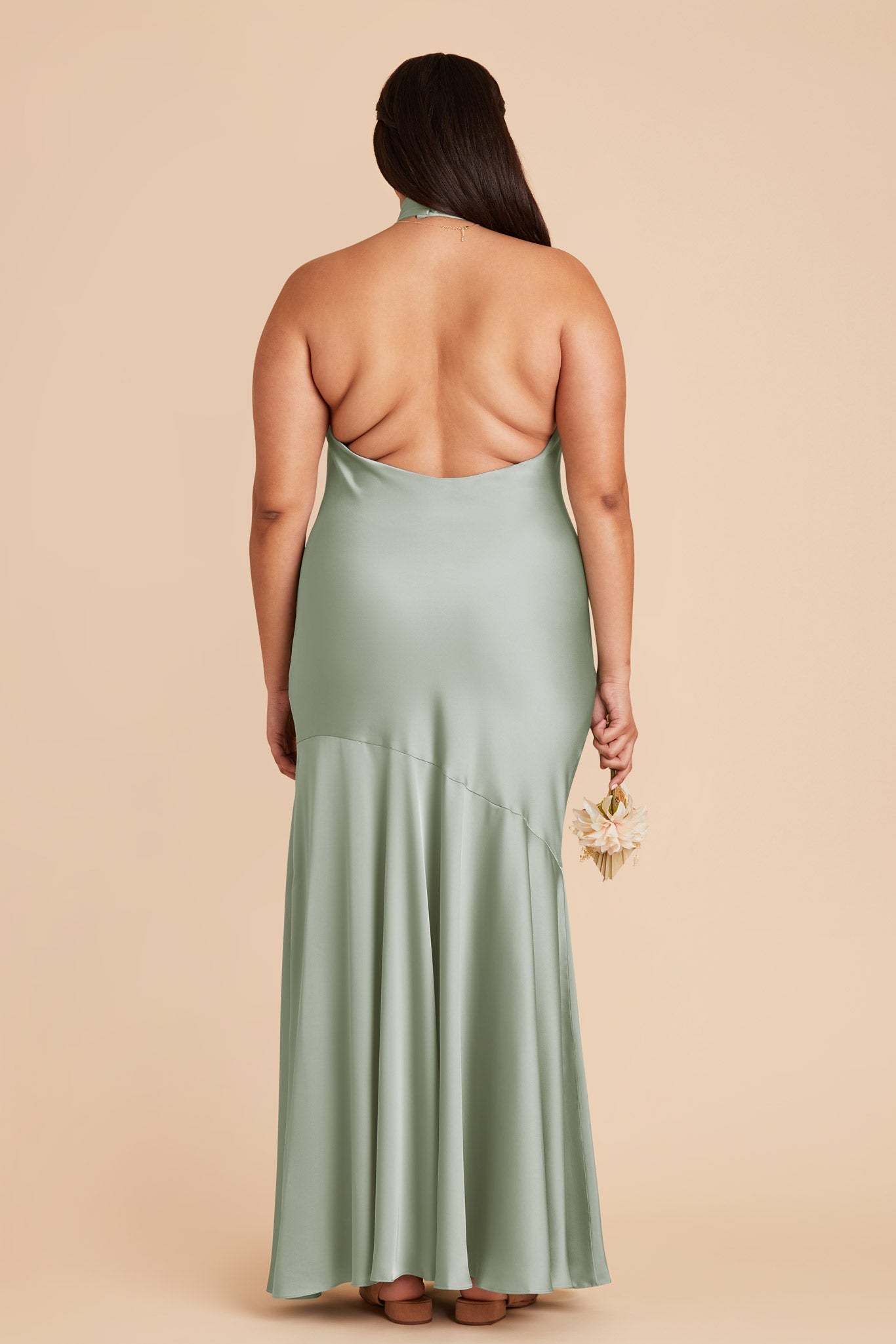 Stephanie Matte Satin Dress - Sage