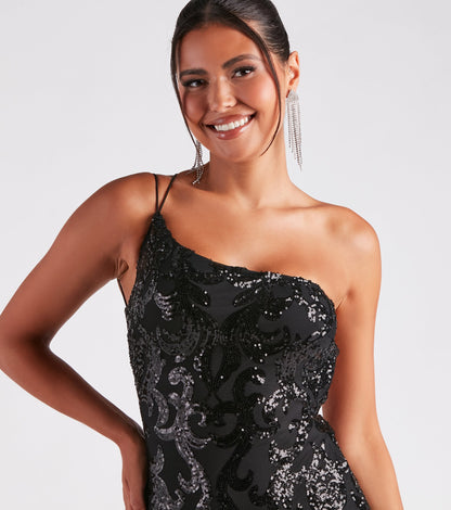 Kai Formal One-Shoulder Sequin Short Dress