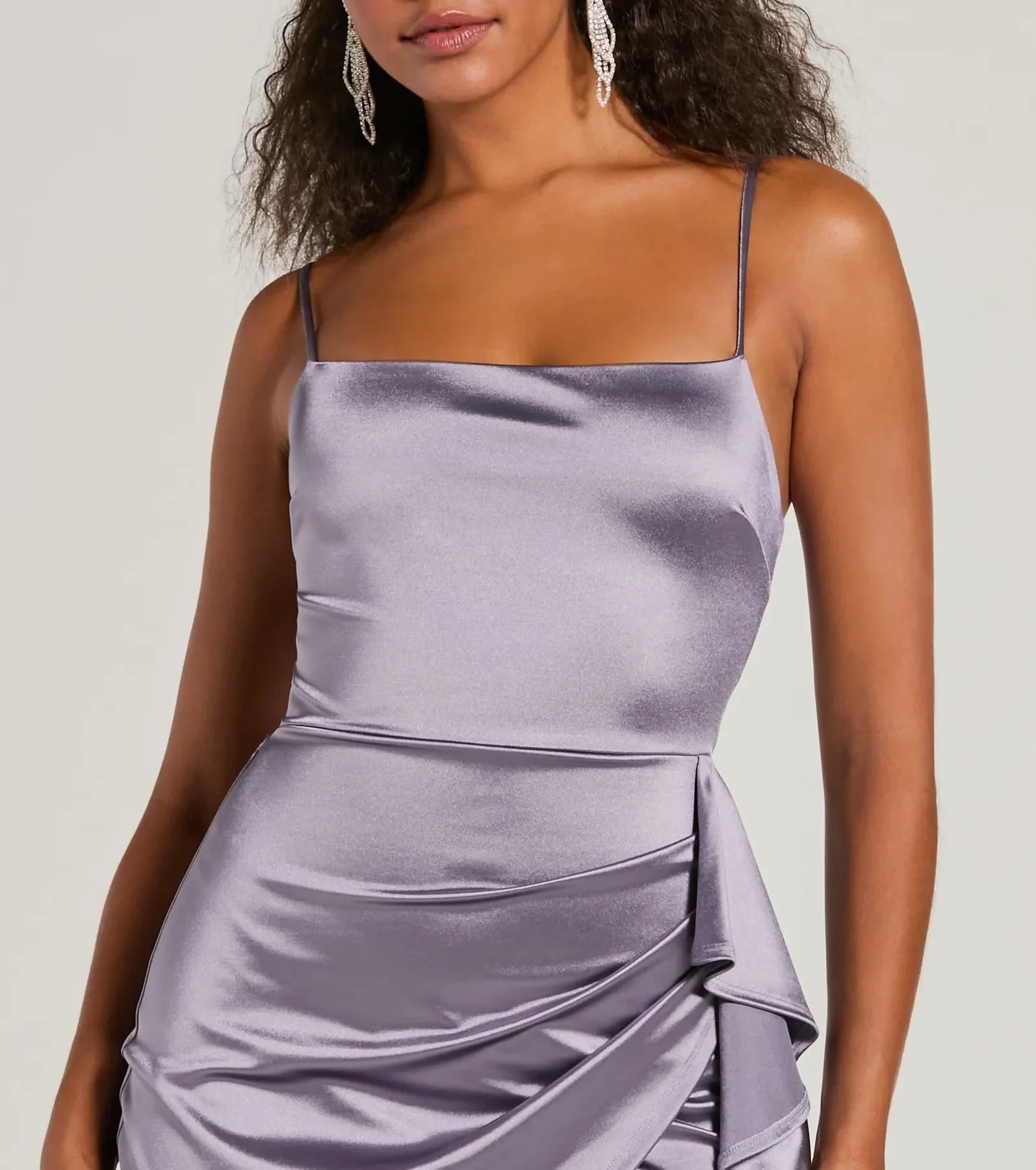 Josie Ruffle Detail Satin Mini Dress