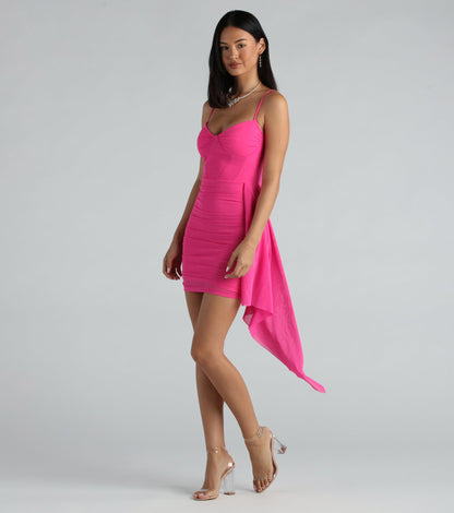 Strut Around Glitter Mesh Mini Dress With Sash