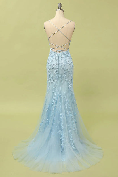 Mint Mermaid Long Prom Dress with Appliques