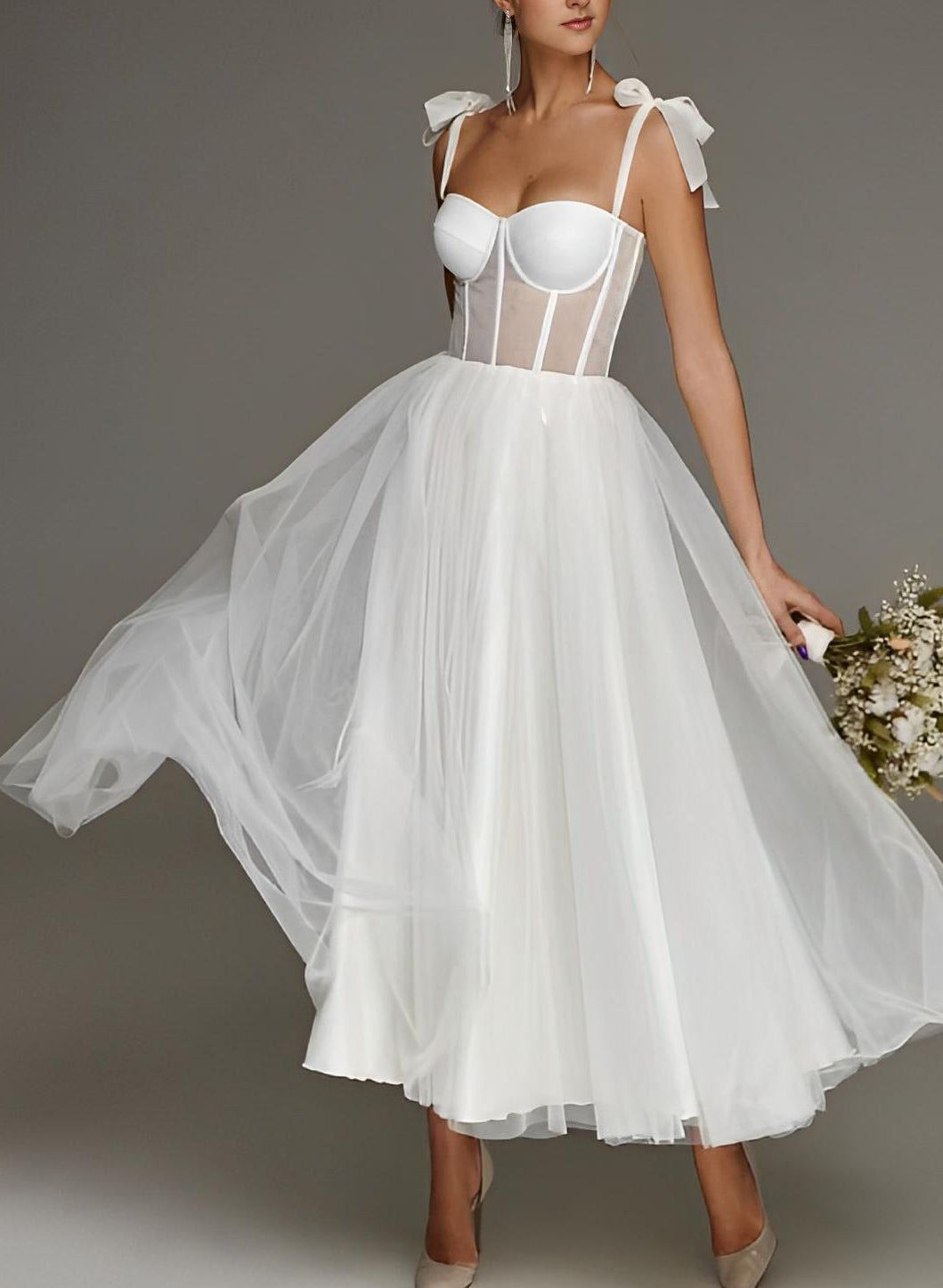 Sex Short White Wedding Dresses With Tulle Tea-Length