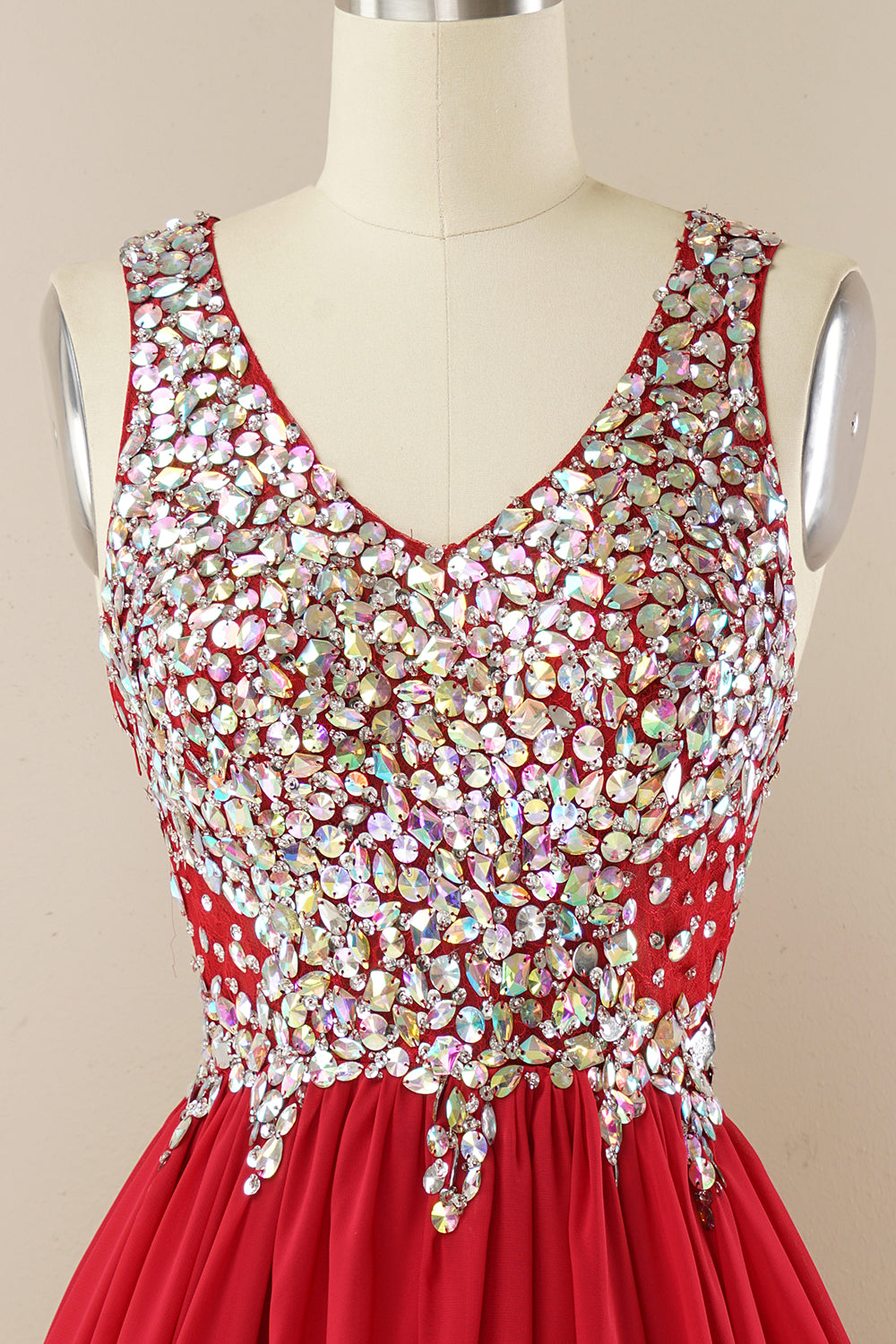 Red Beading Homecoming Dress