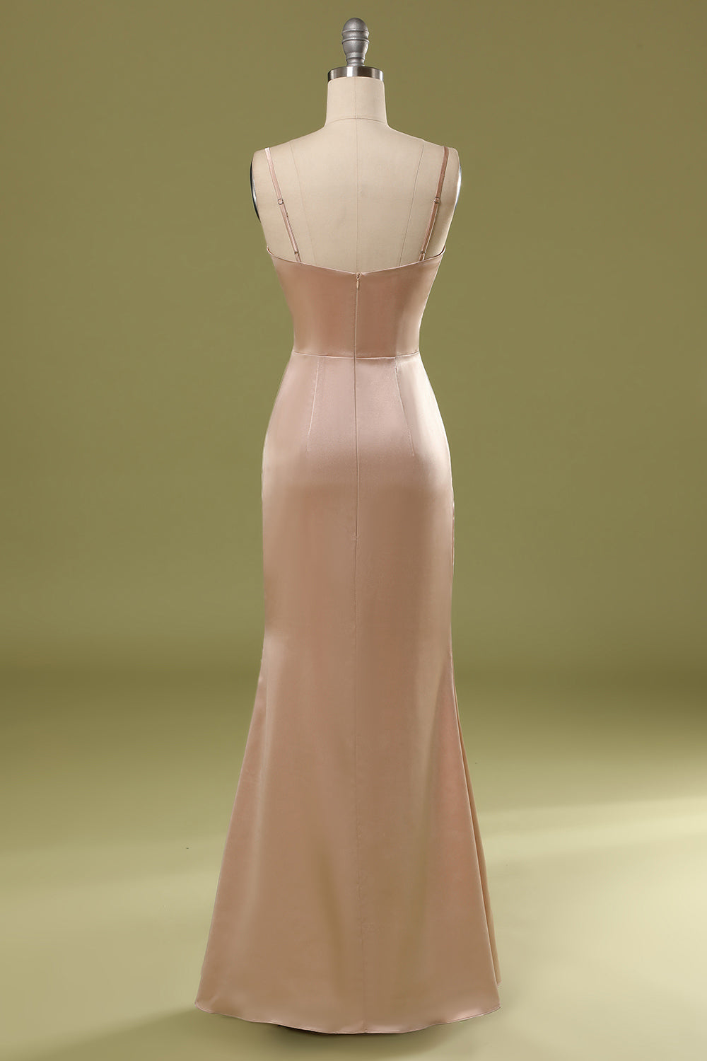 Dusty Pink Satin Prom Dress