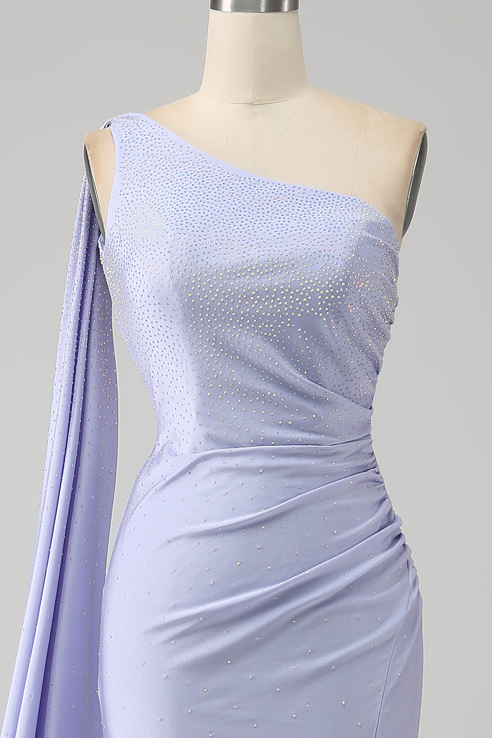 Mermaid Lilac One Shoulder Long Prom Dress with Slit