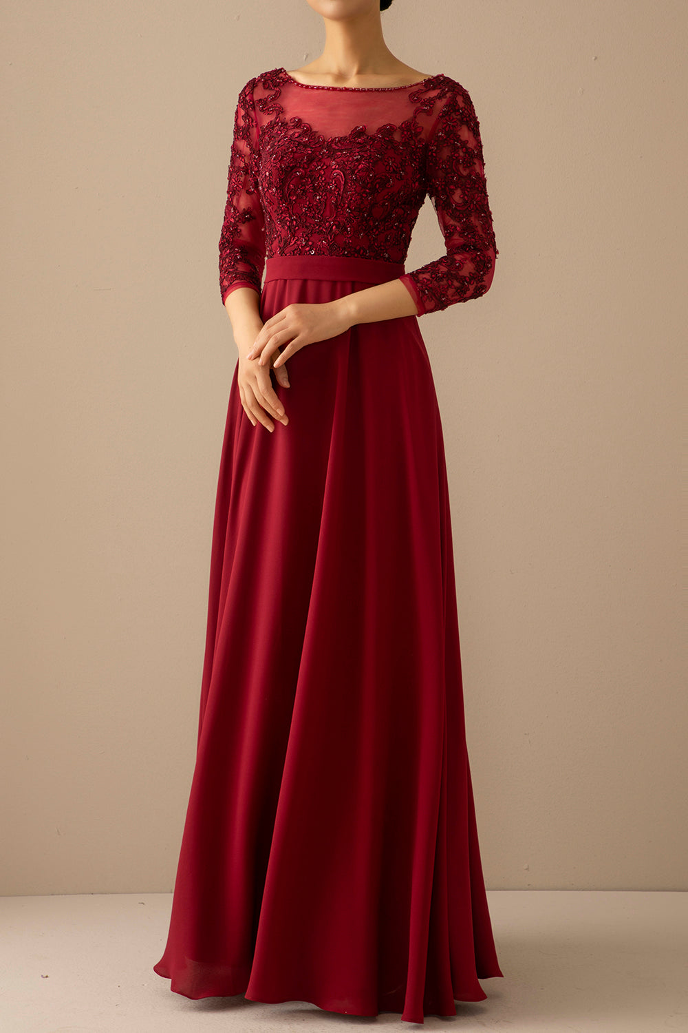 Mother of the Bride Dress With Illusion Sleeves