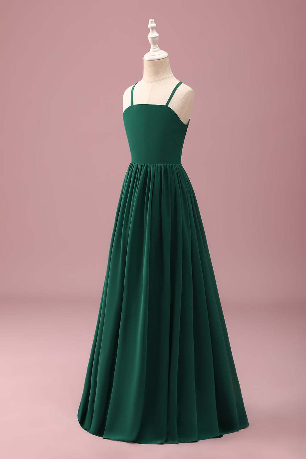 Dark Green Spaghetti Straps A-Line Junior Bridesmaid Dress