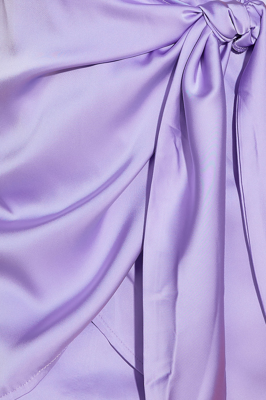 Goddess Style Satin Mini Dress Lilac