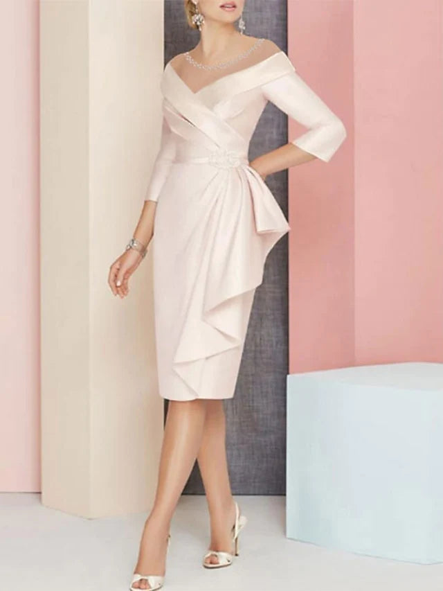 Sheath/Column V-Neck Knee-Length Mother of the Bride Dresses