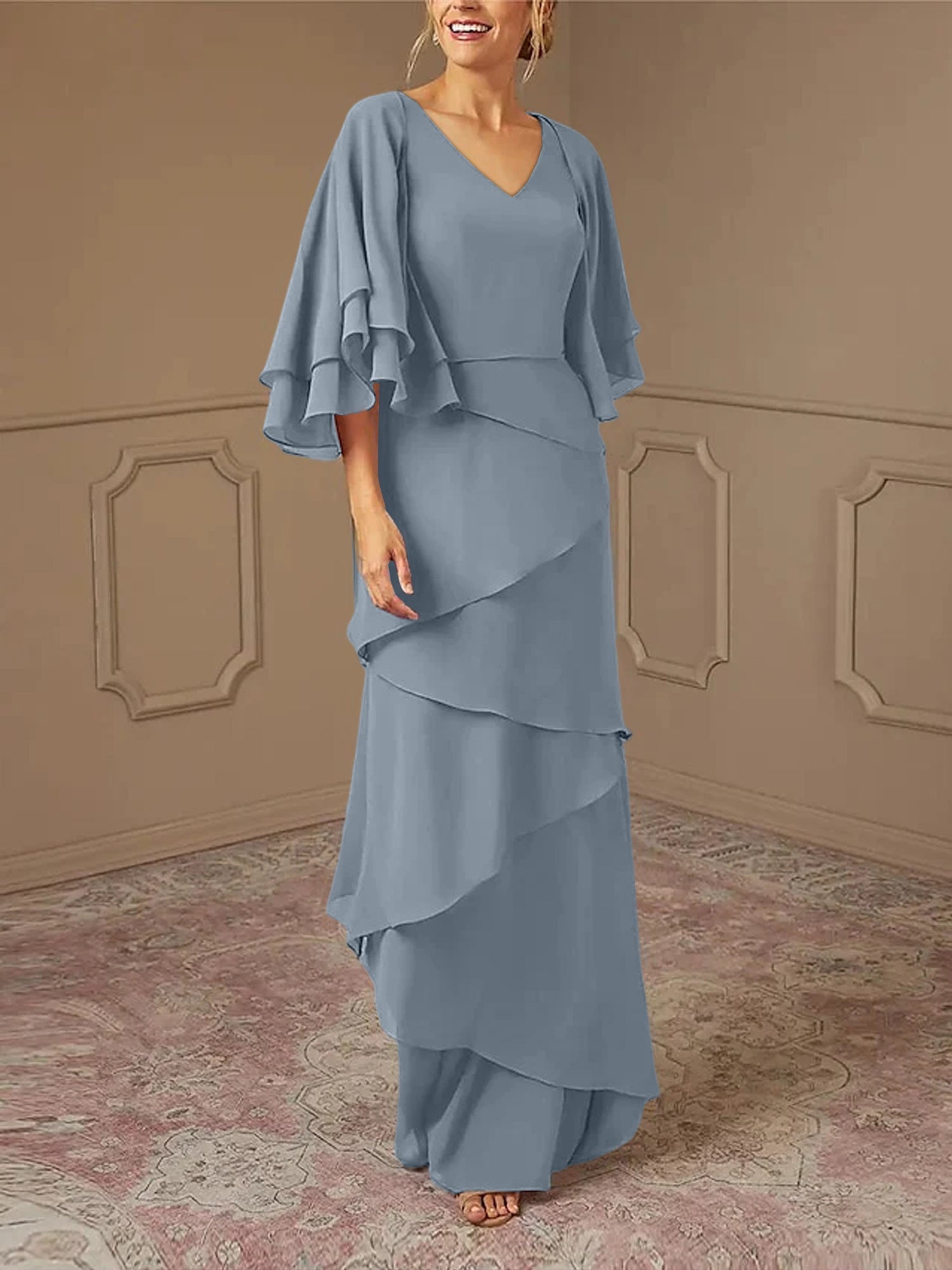 Sheath/Column V-Neck Mother of the Bride Dresses with Jacket