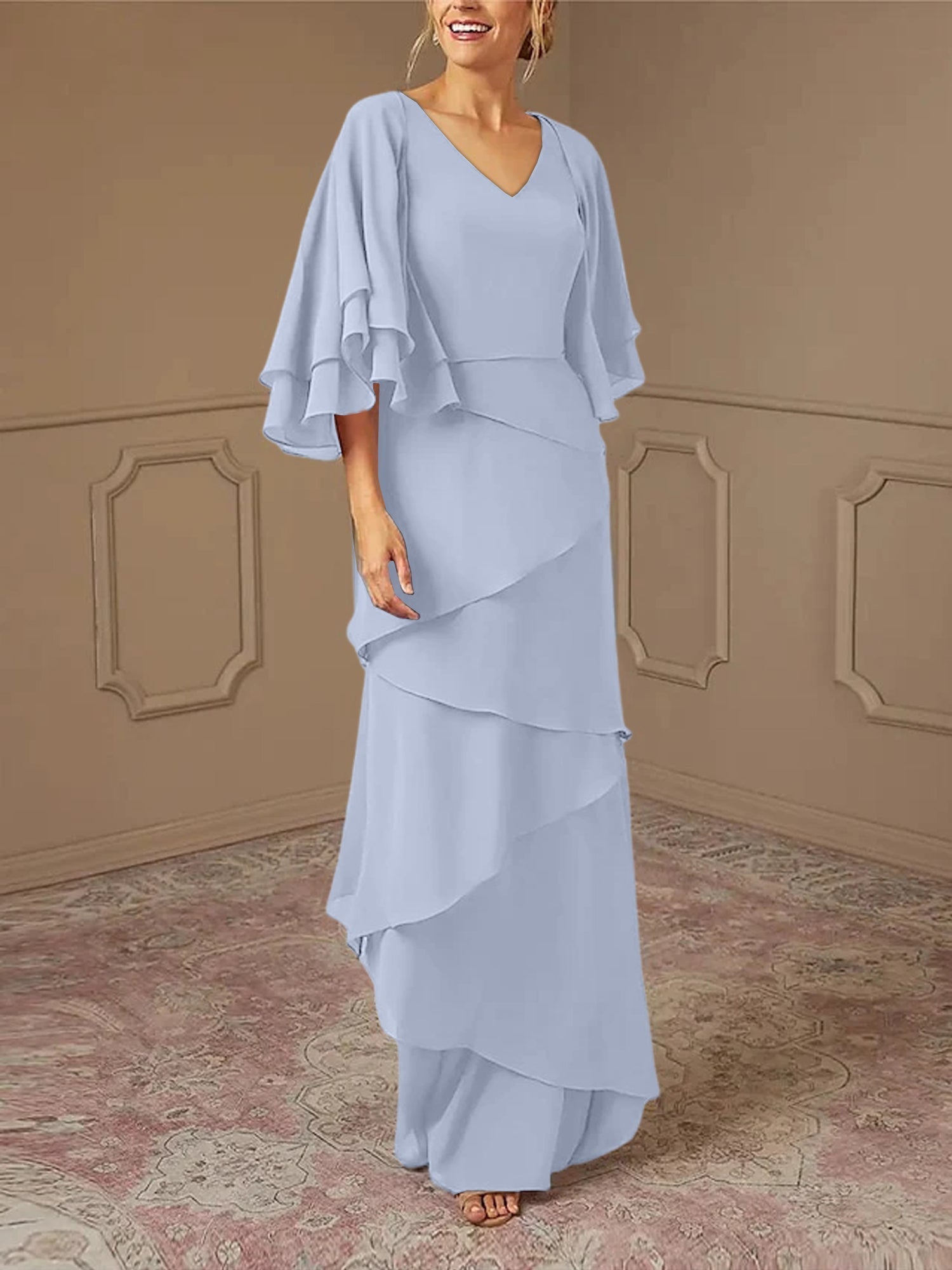 Sheath/Column V-Neck Mother of the Bride Dresses with Jacket