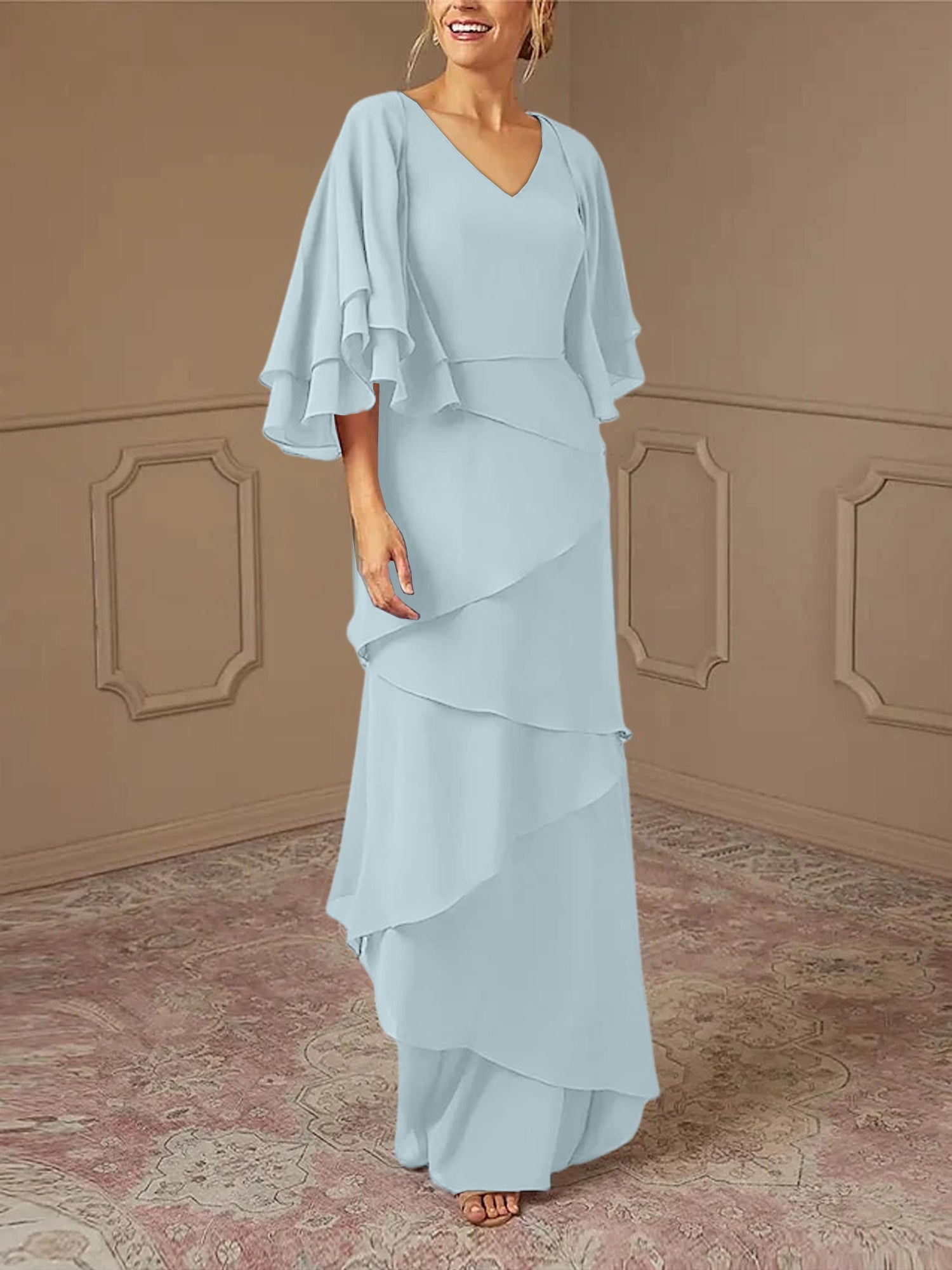 Sheath/Column V-Neck Mother of the Bride Dresses with Jacket