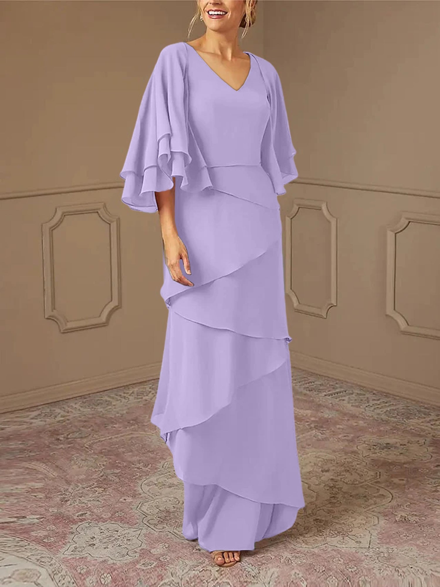 Sheath/Column V-Neck Mother of the Bride Dresses with Jacket