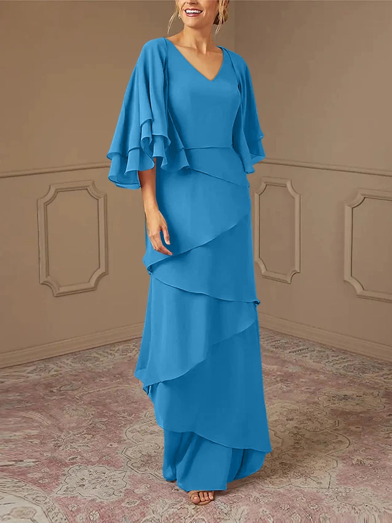 Sheath/Column V-Neck Mother of the Bride Dresses with Jacket