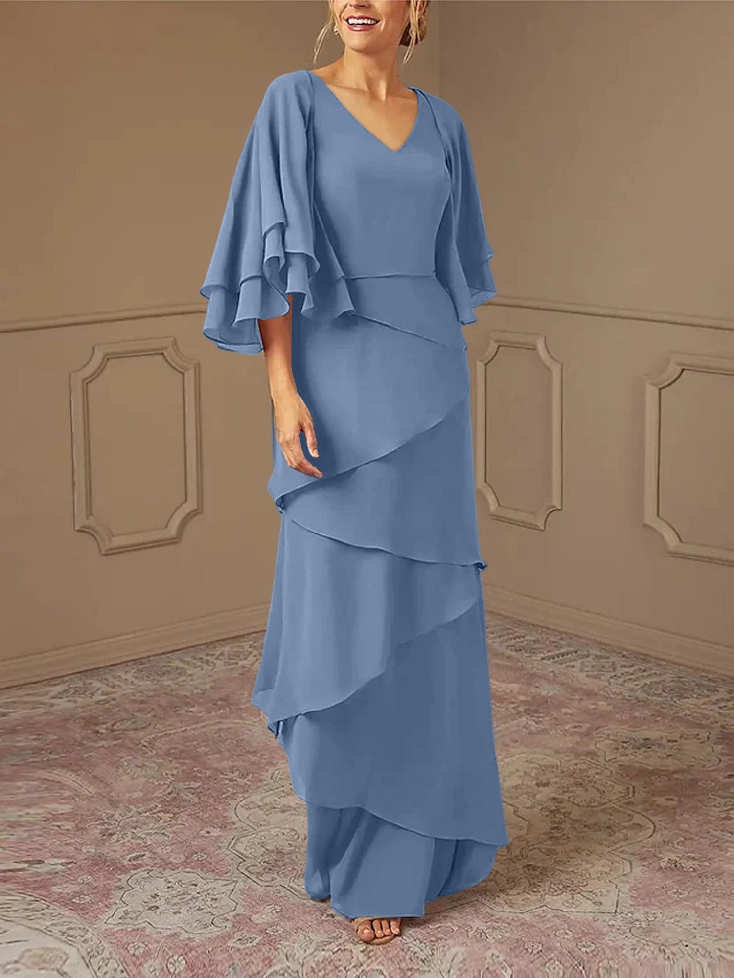 Sheath/Column V-Neck Mother of the Bride Dresses with Jacket