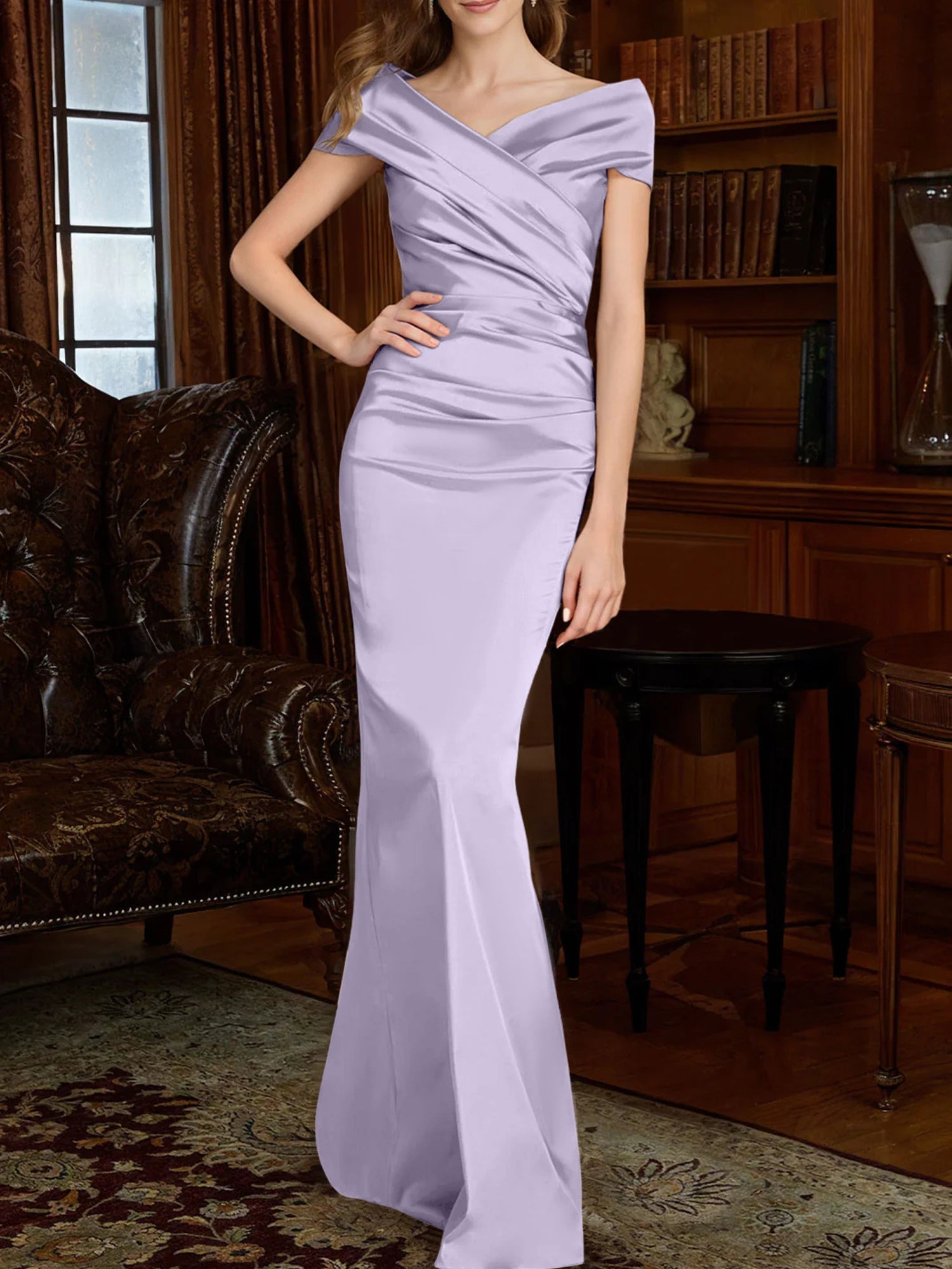 Sheath/Column Off-the-Shoulder Mother of the Bride Dresses