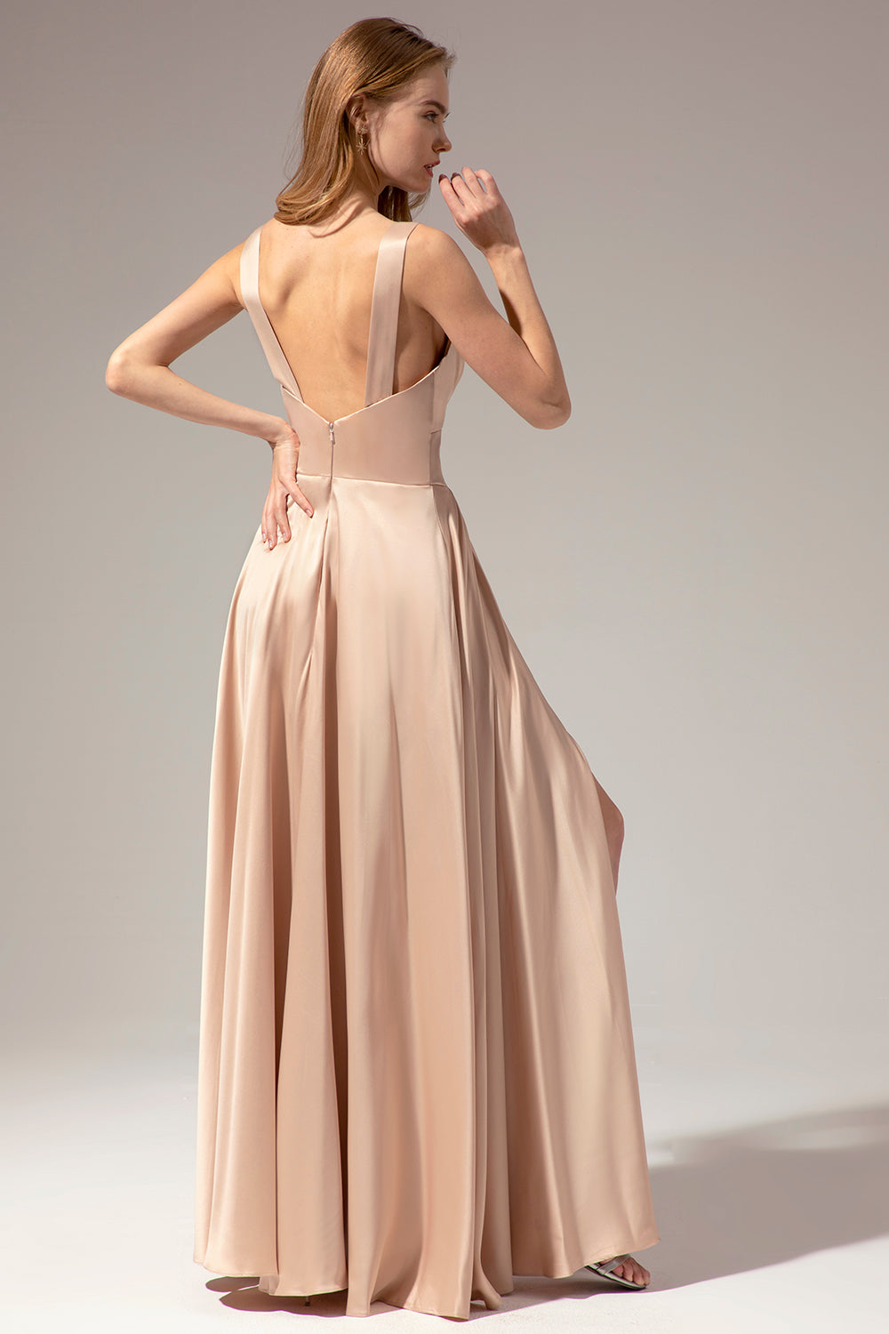 Satin Long Prom Party Dress With Slit