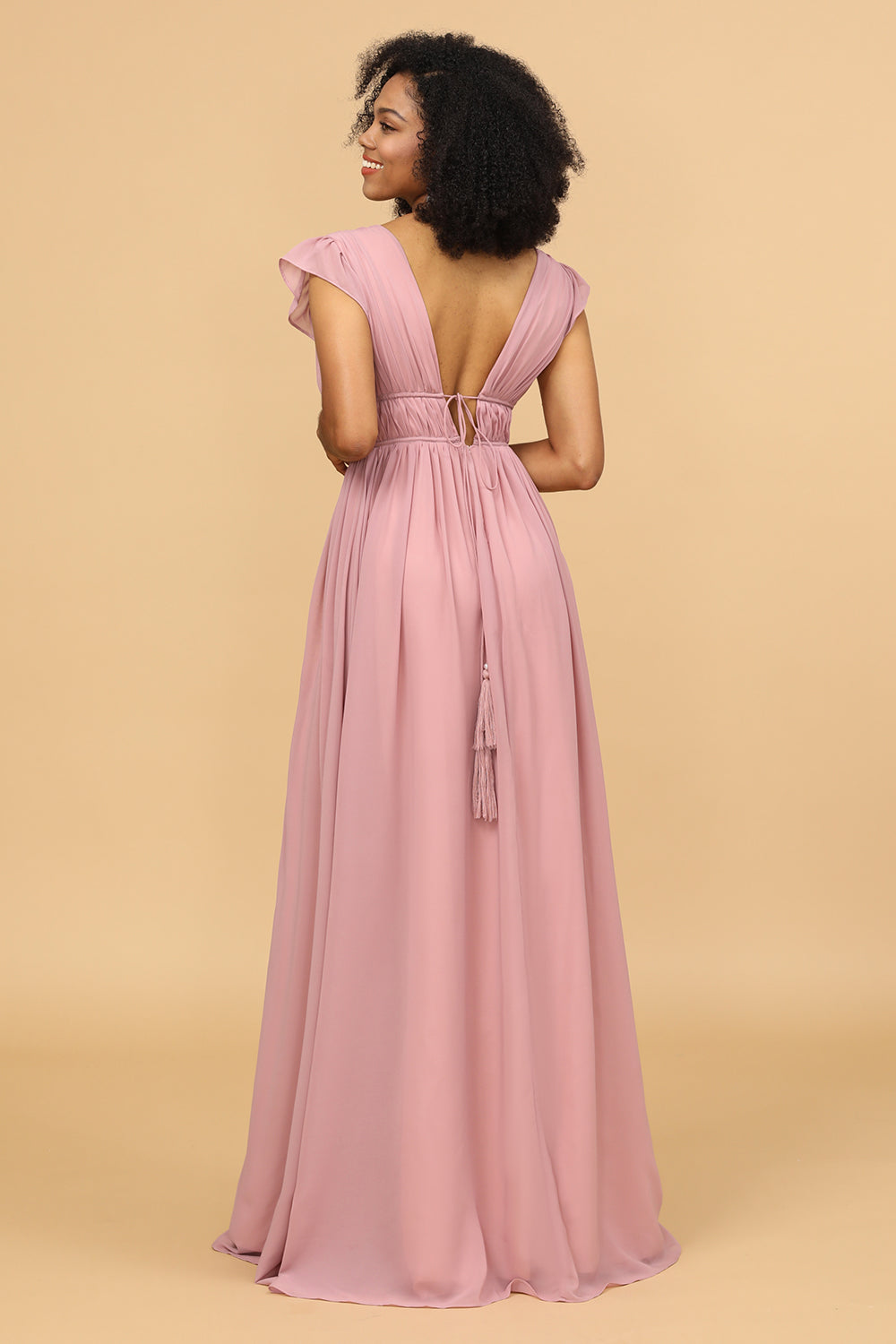 A line Blush Chiffon Bridesmaid Dress