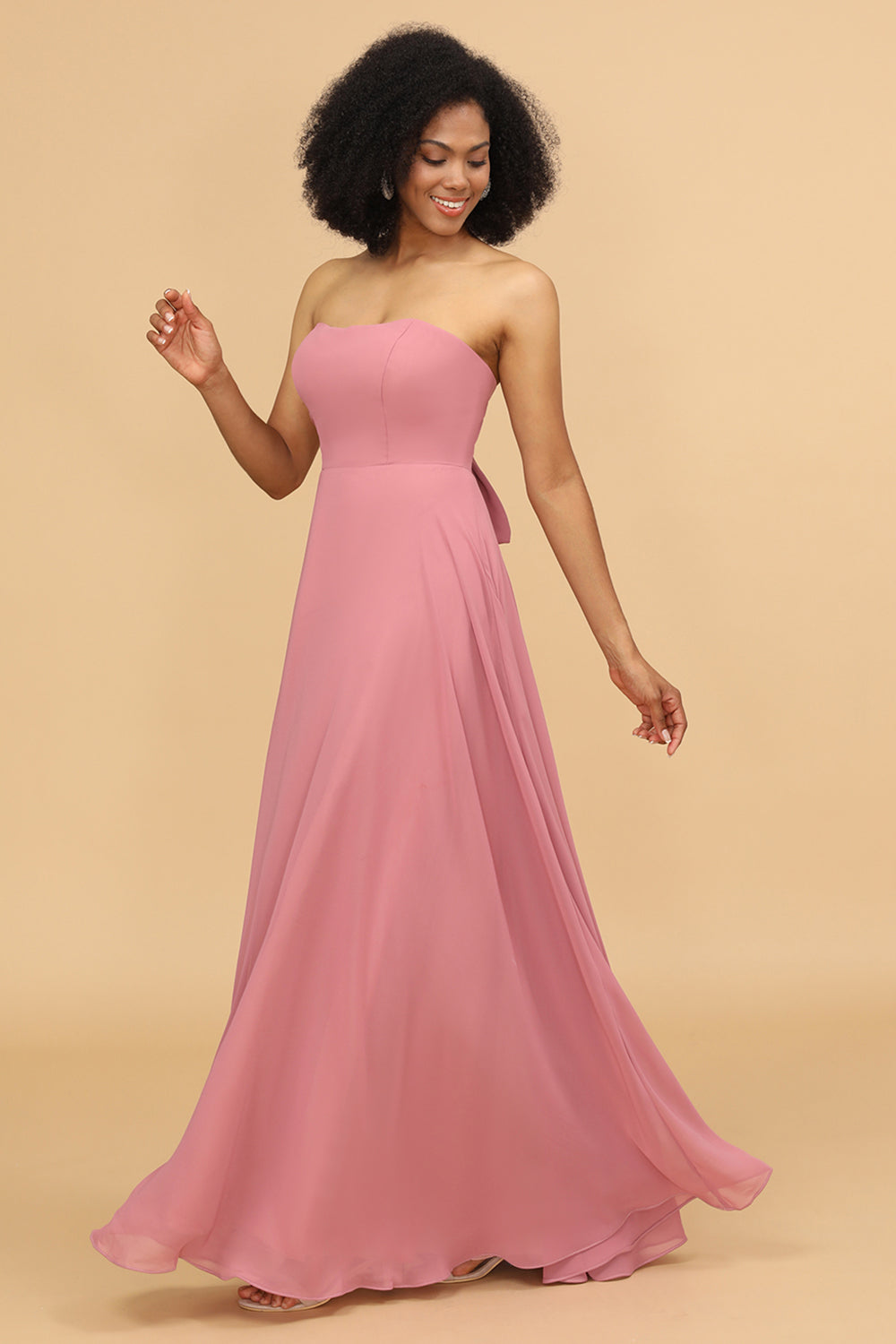 Chiffon A Line Blush Bridesmaid Dress