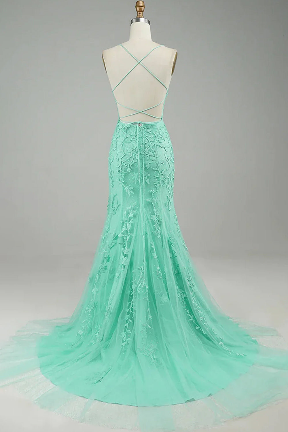 Mint Mermaid Long Prom Dress with Appliques