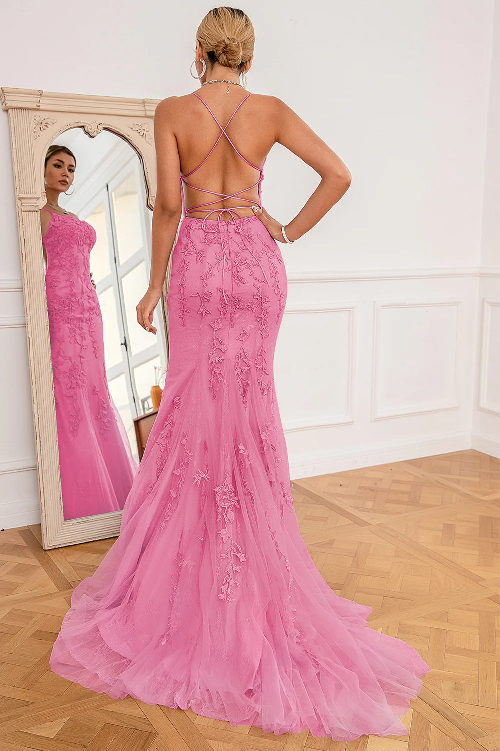 Mint Mermaid Long Prom Dress with Appliques