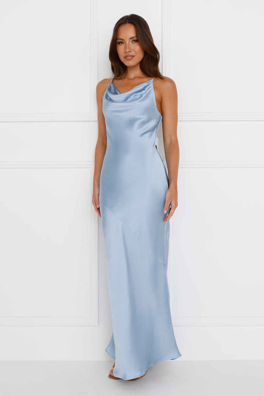 Soft Beauty Satin Maxi Dress Blue