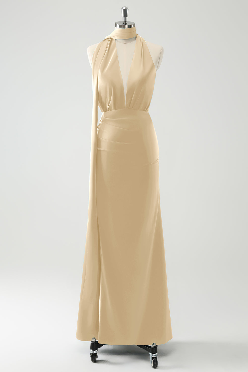 Peacock Sheath V-Neck Backless Wedding Guest Dress with Slit