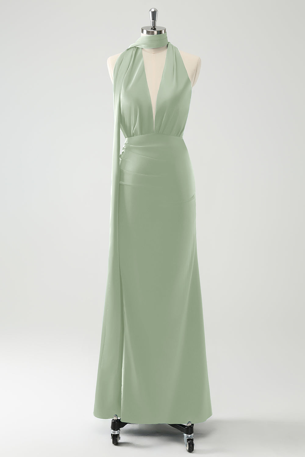 Terracotta Sheath V-Neck Backless Wedding Guest Dress with Slit