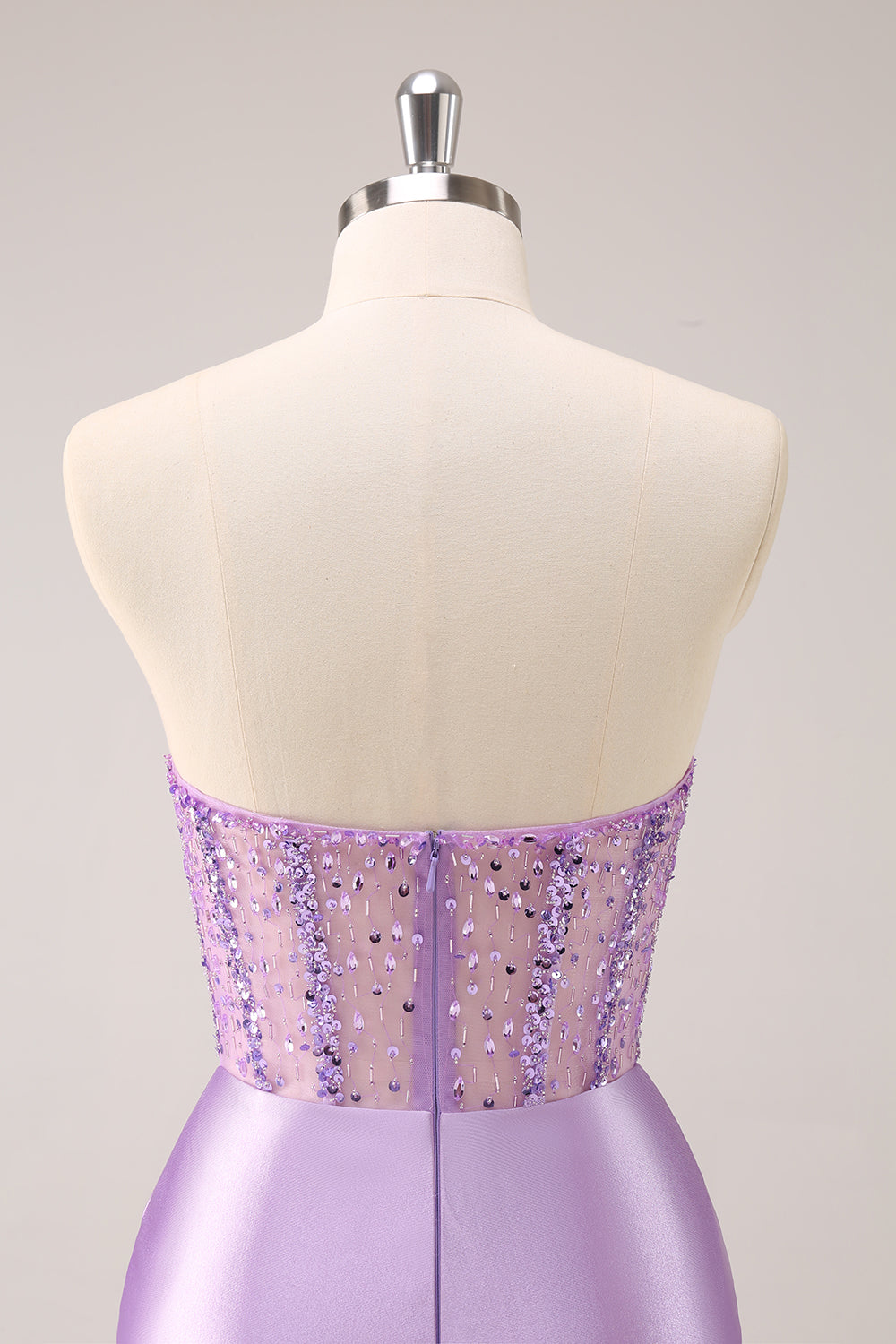 Lilac Strapless Sequins Corset Ruched Tight Homecoming Dress